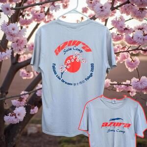 Tokyo 2020 Azura Swim Camp Cherry Blossom Rising Sun light blue M Tee Jerzees